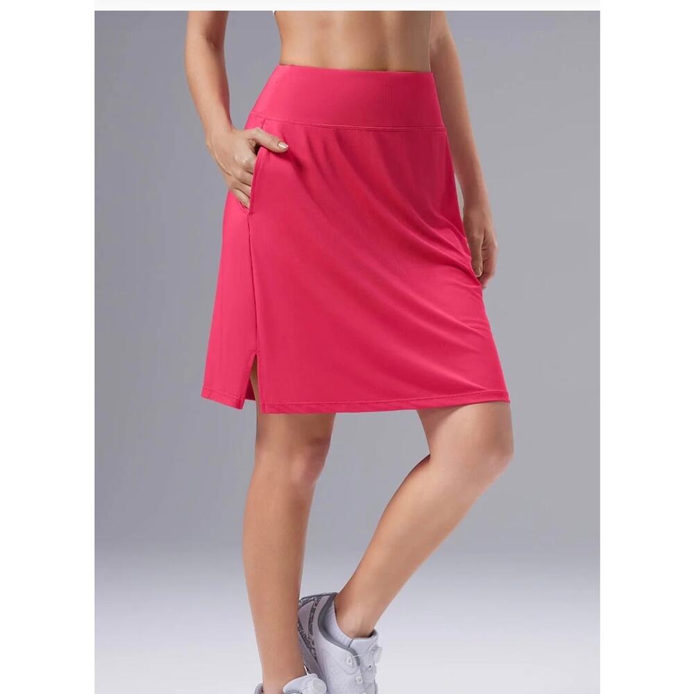 Baleaf New Laureate UPF50+ Knee Length Skort Golf Tennis Rose Red Pink Pockets L